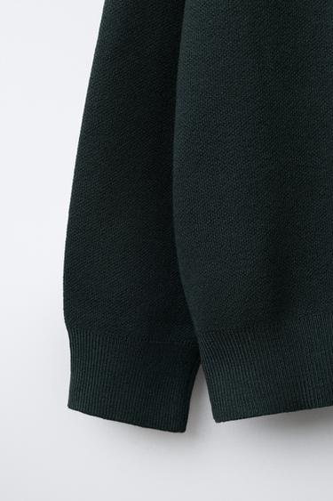 POLO BASIQUE EN MAILLE - Vert gris de Zara - Image 3