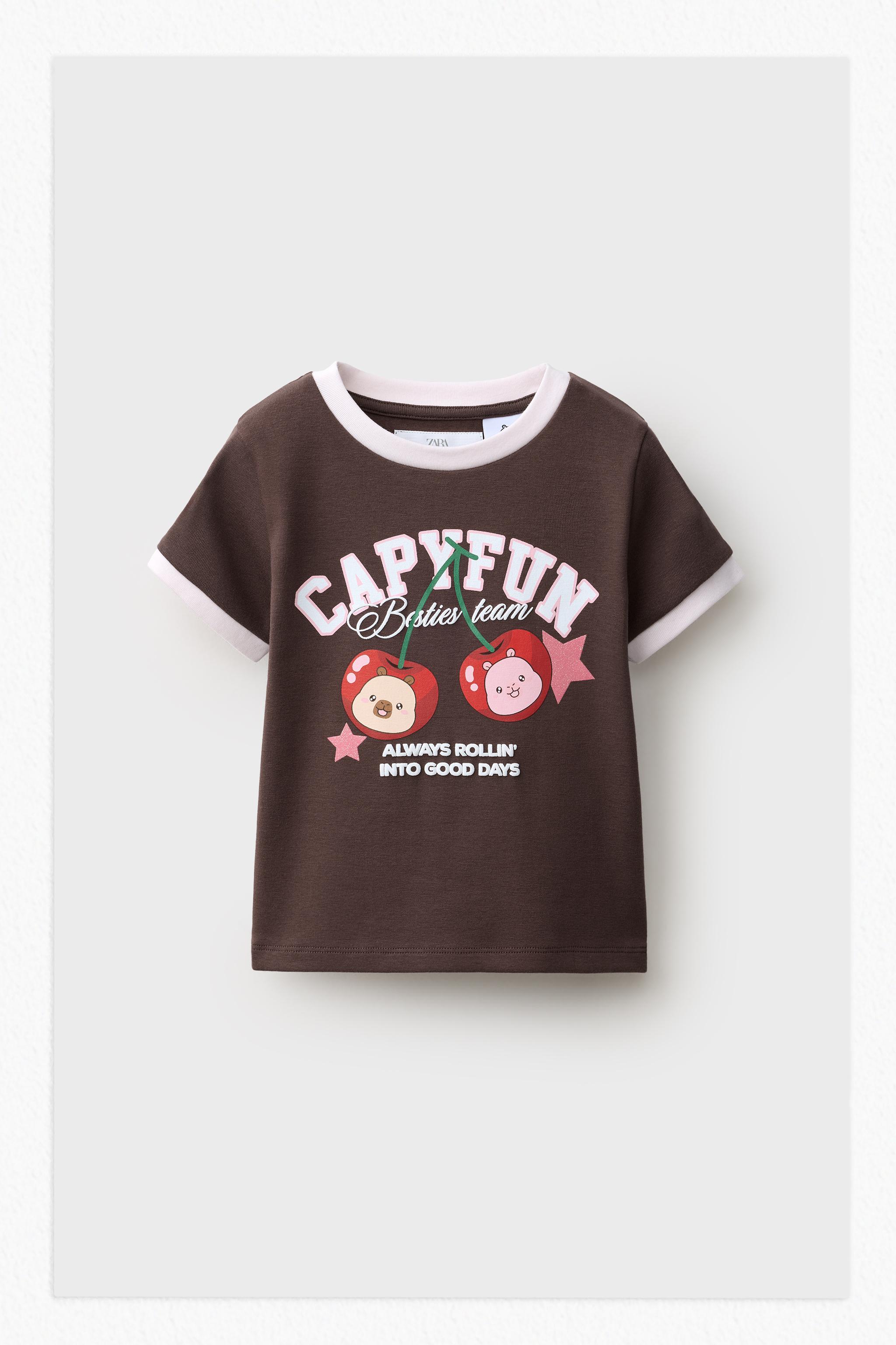 CAPYFUN © CHERRY PRINT T-SHIRT — Brown