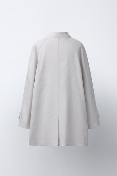 PLAIN LINEN BLEND COAT - Pearl grey by Zara - Image 3