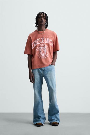 Zara VARSITY PRINT T-SHIRT - Red - Image 0