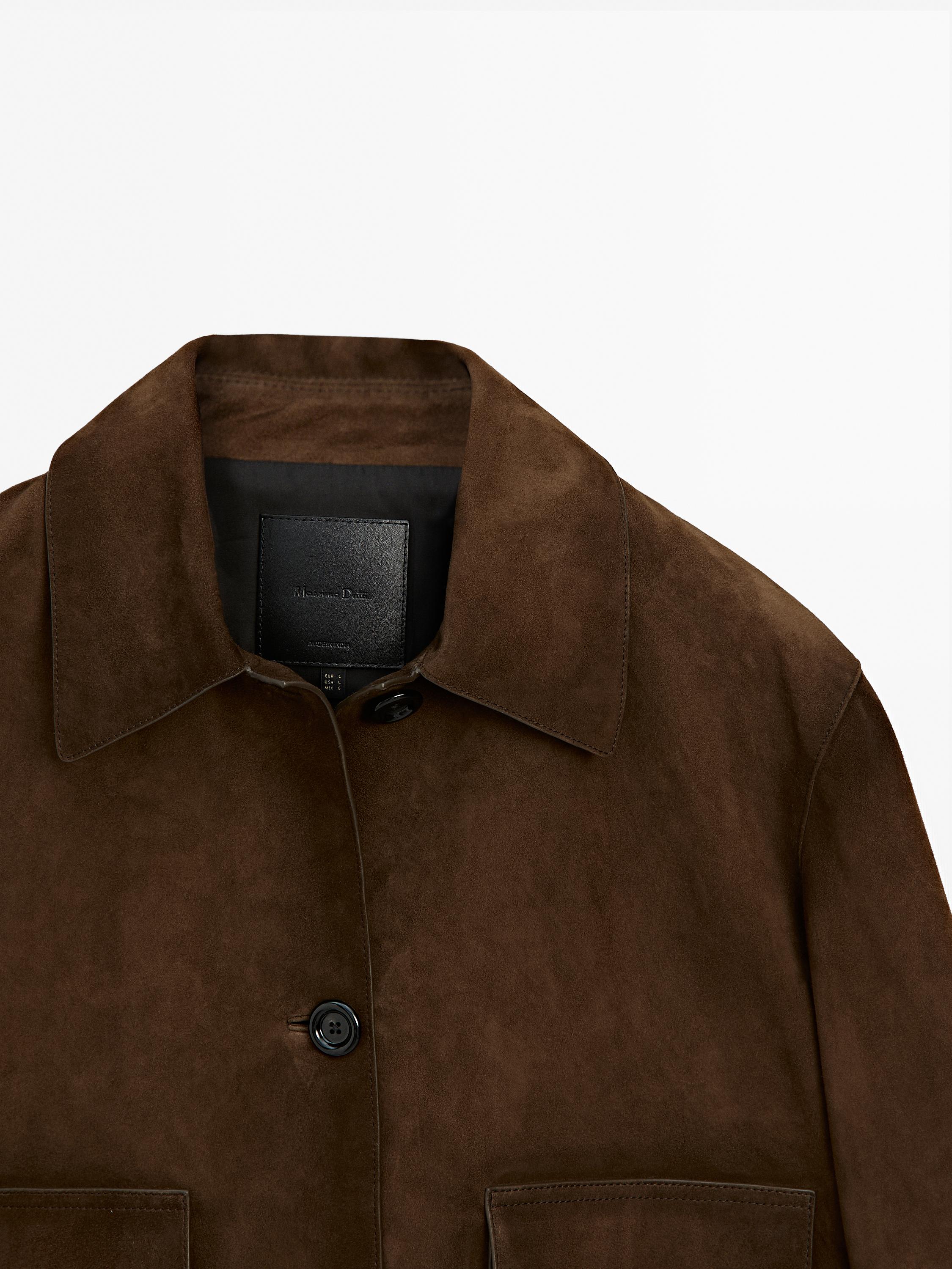Suede leather jacket with pockets - Brown | ZARA United States