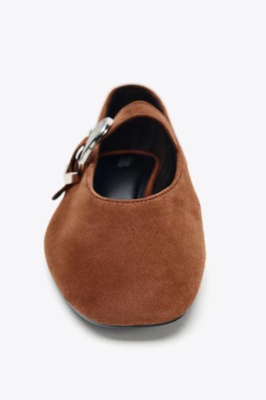 BUCKLE SUEDE BALLERINA SHOES - Brick by Zara - Image 2