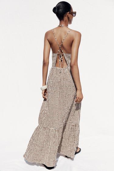 GINGHAM CHECK MIDI DRESS - Brown by Zara - Image 3