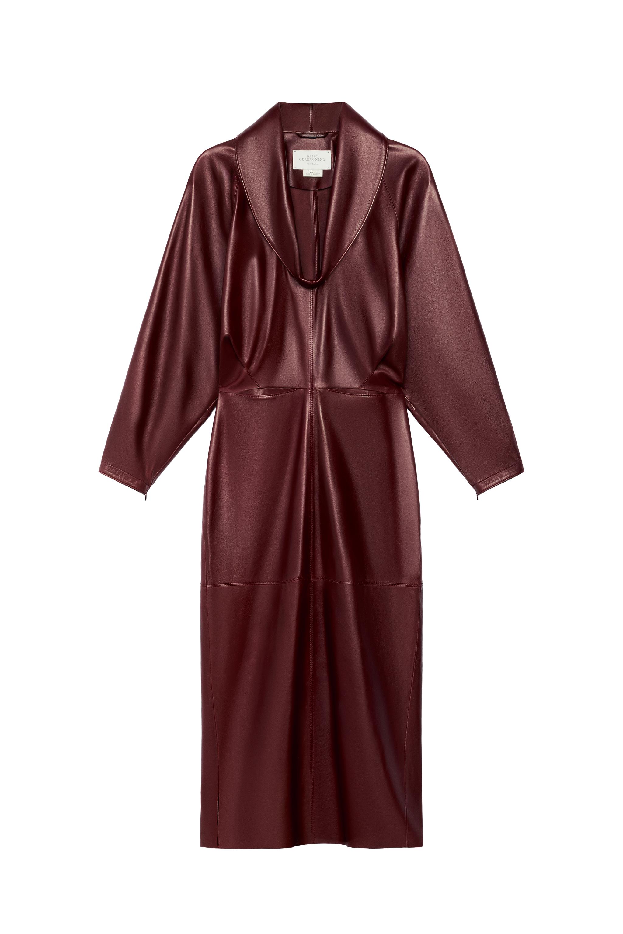 VESTIDO CUERPO ABULLONADO PIEL 100%