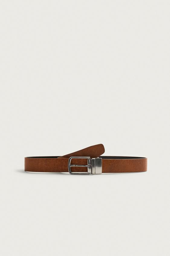 CINTURÓN REVERSIBLE PIEL - Marrón de Zara - Imagen 0