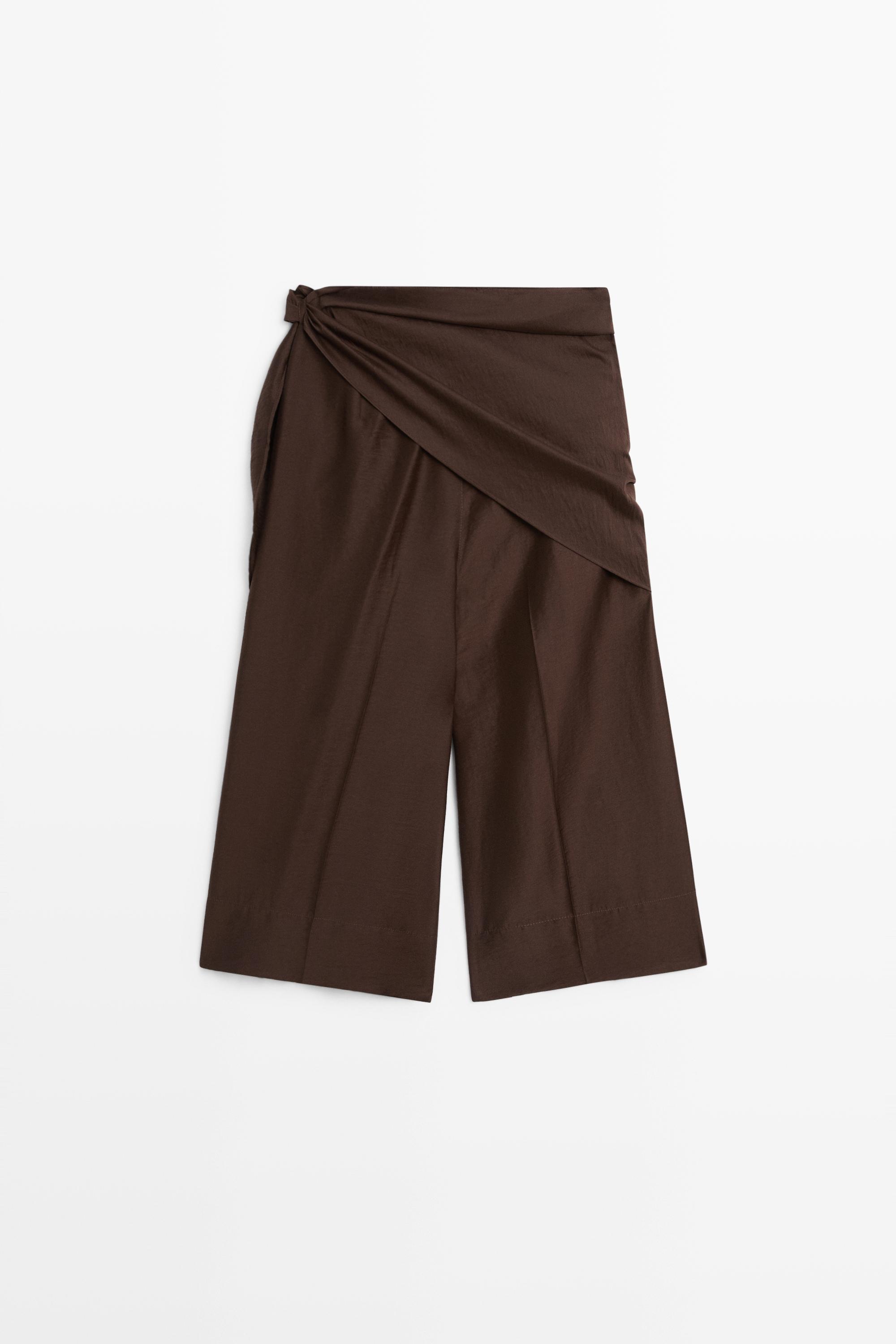 Long flowing Bermuda shorts with scarf detail - Chocolate | ZARA