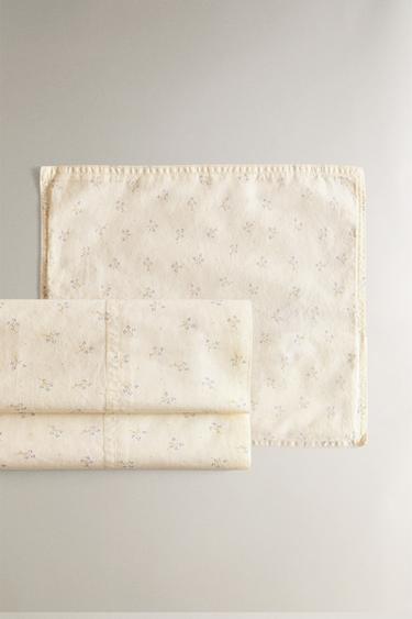 MINI FLORAL MINI COT SHEET SET - Bluish by Zara - Image 0