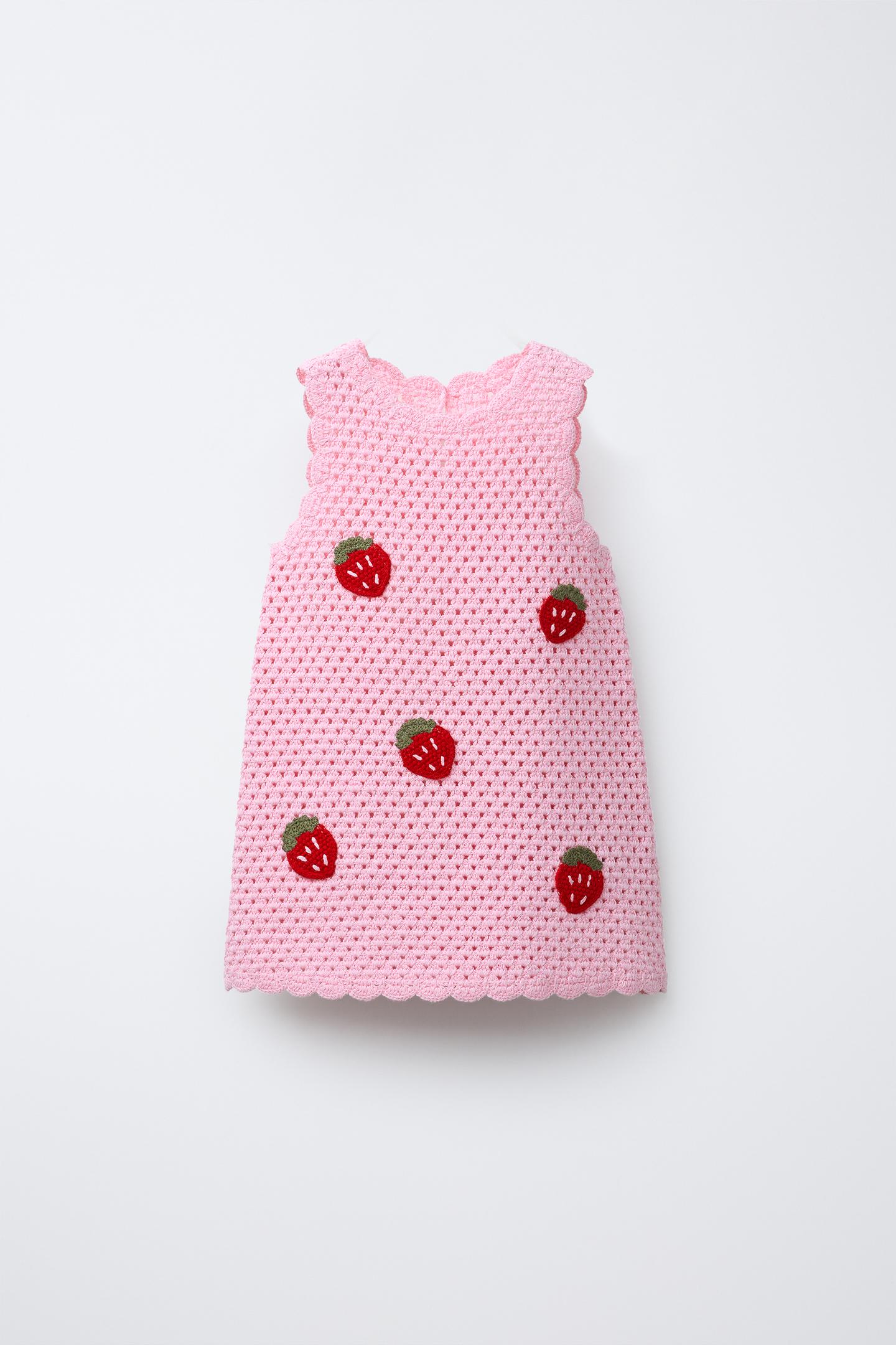 STRAWBERRY CROCHET KNIT DRESS