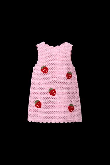 HÄKEL-STRICKKLEID MIT ERDBEEREN - Rosa von Zara - Bild 0