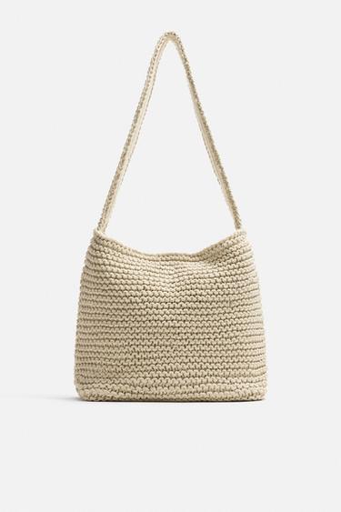 BOLSA DE HOMBRO MACRAMÉ - Blanco Crudo de Zara