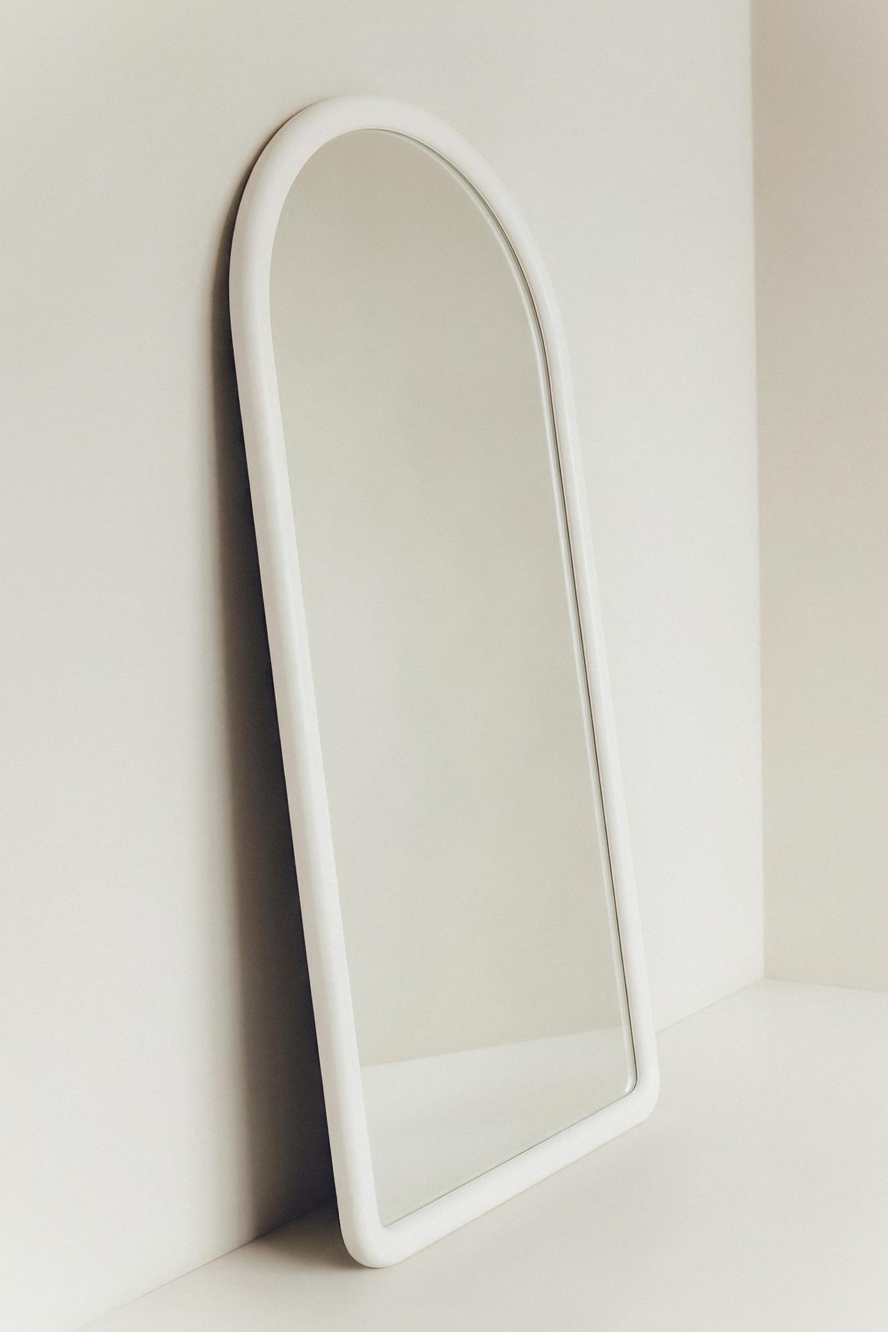 WOODEN ARCHED FULL LENGTH MIRROR — Cement