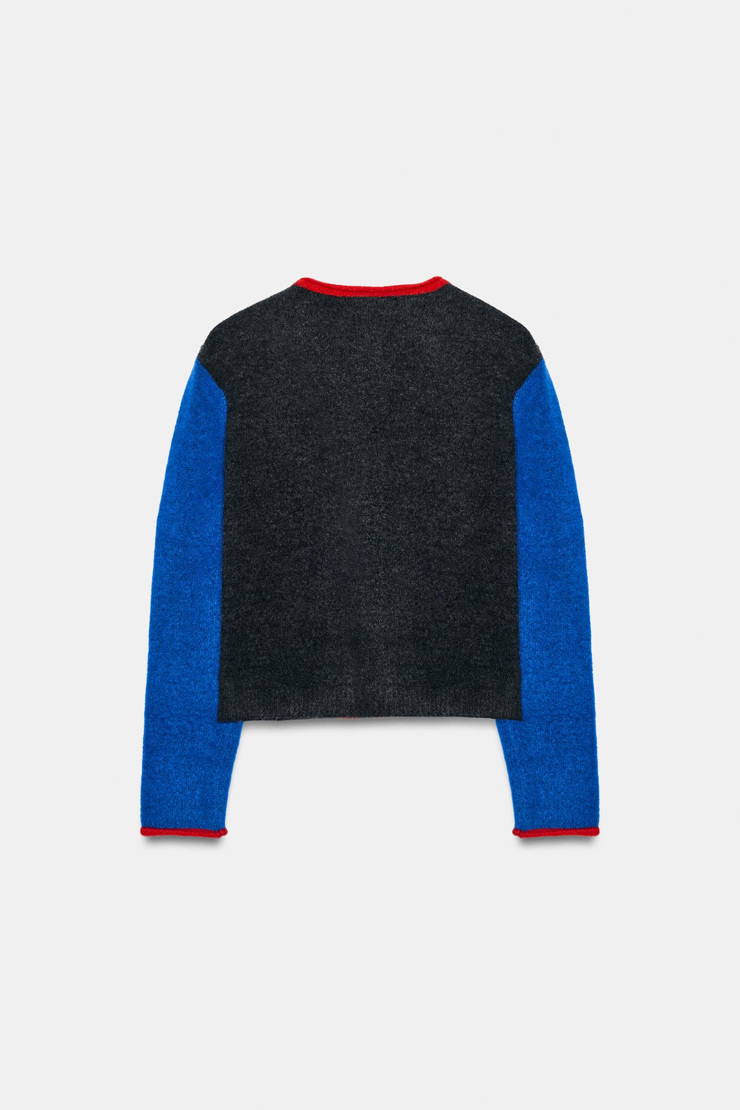Женский кардиган Zara Color Block, цвет: Серый / Синий — фото 7