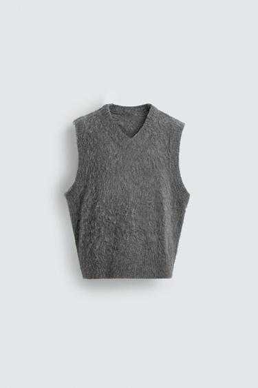 CHALECO PUNTO CEPILLADO - Gris antracita de Zara