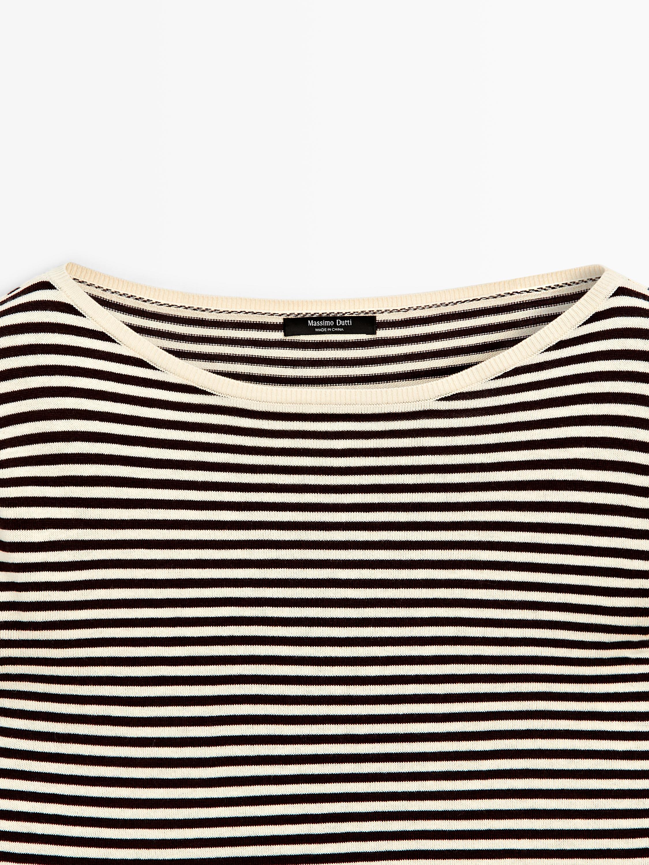 Striped long sleeve knit sweater
