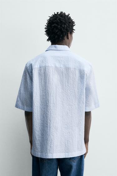 CHEMISE À CARREAUX TEXTURÉE - Bleu / Blanc de Zara - Image 2