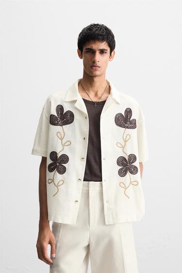 CHEMISE BRODERIE FLORALE - Écru de Zara - Image 1