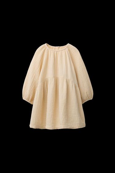 Zara COTTON GAUZE DRESS - Mid-yellow - Image 0