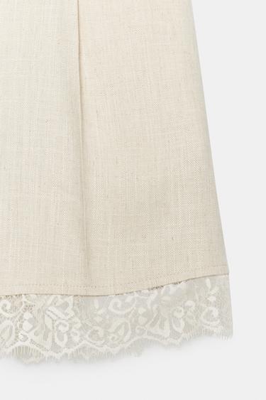 BERMUDA À PINCES EN DENTELLE - Beige clair de Zara - Image 4