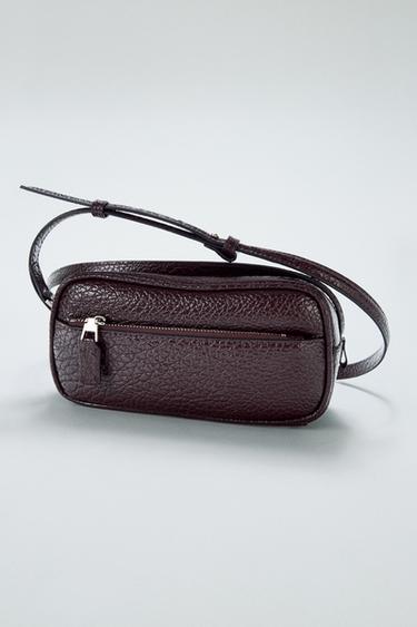 Zara EXTENDED MINI BOWLING BAG - Burgundy Red
