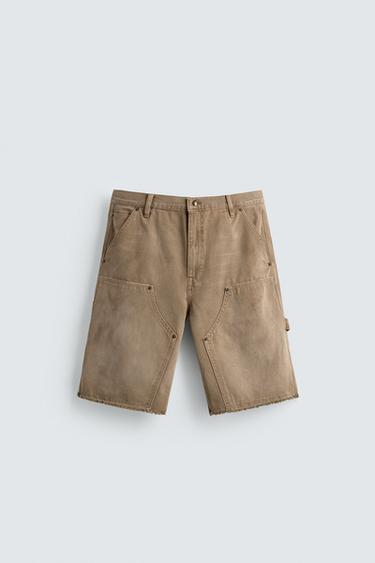 برمودا RELAXED FIT جيب نجار - رمل الخاص بـ Zara