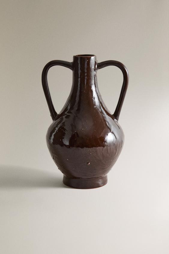 JARRÓN CERÁMICA MARRÓN - Marrón de Zara - Imagen 0