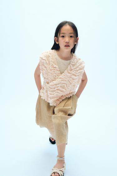 TEXTURED DOUBLE-BREASTED WAISTCOAT X FANGLU LIN - Ecru by Zara