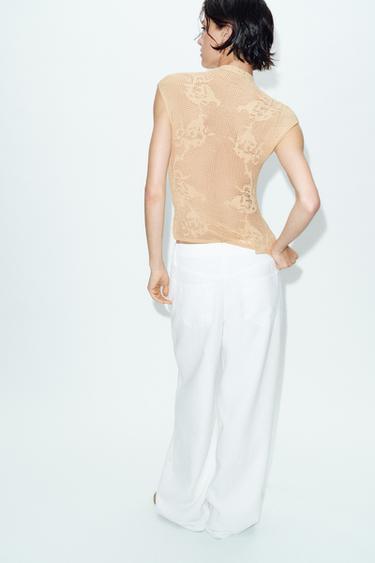 POINTELLE KNIT TOP - Beige-pink by Zara - Image 4