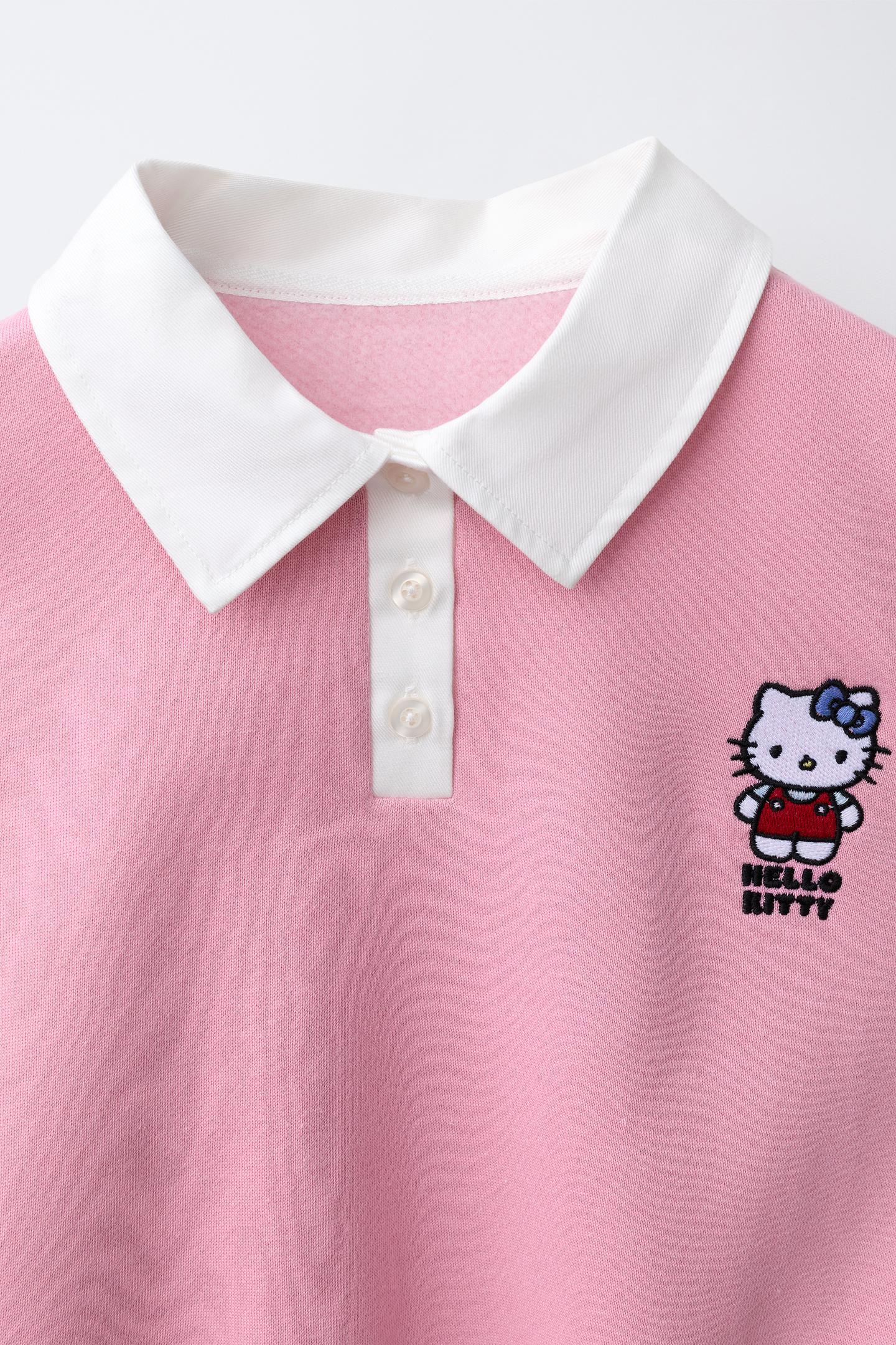 Детская толстовка Zara Hello Kitty © Sanrio Polo Sweatshirt, цвет: Выцветший розовый — фото 4