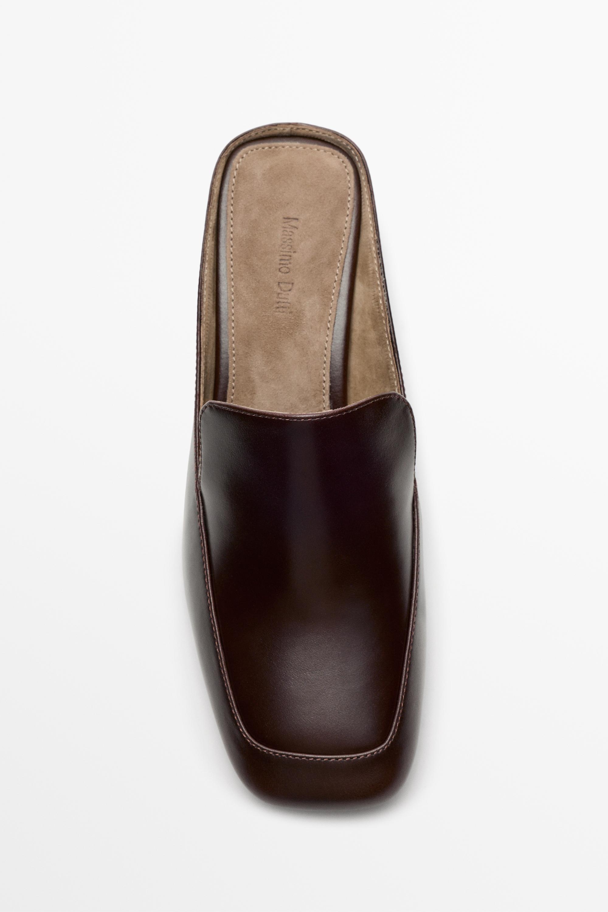 Heeled leather canvas loafer