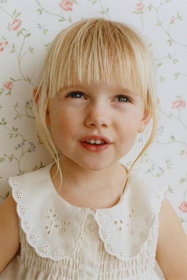 100% LINEN BLOUSE WITH LACE COLLAR - Ecru by Zara