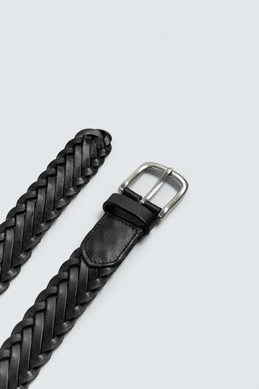 BRAIDED LEATHER BELT - Black by Zara