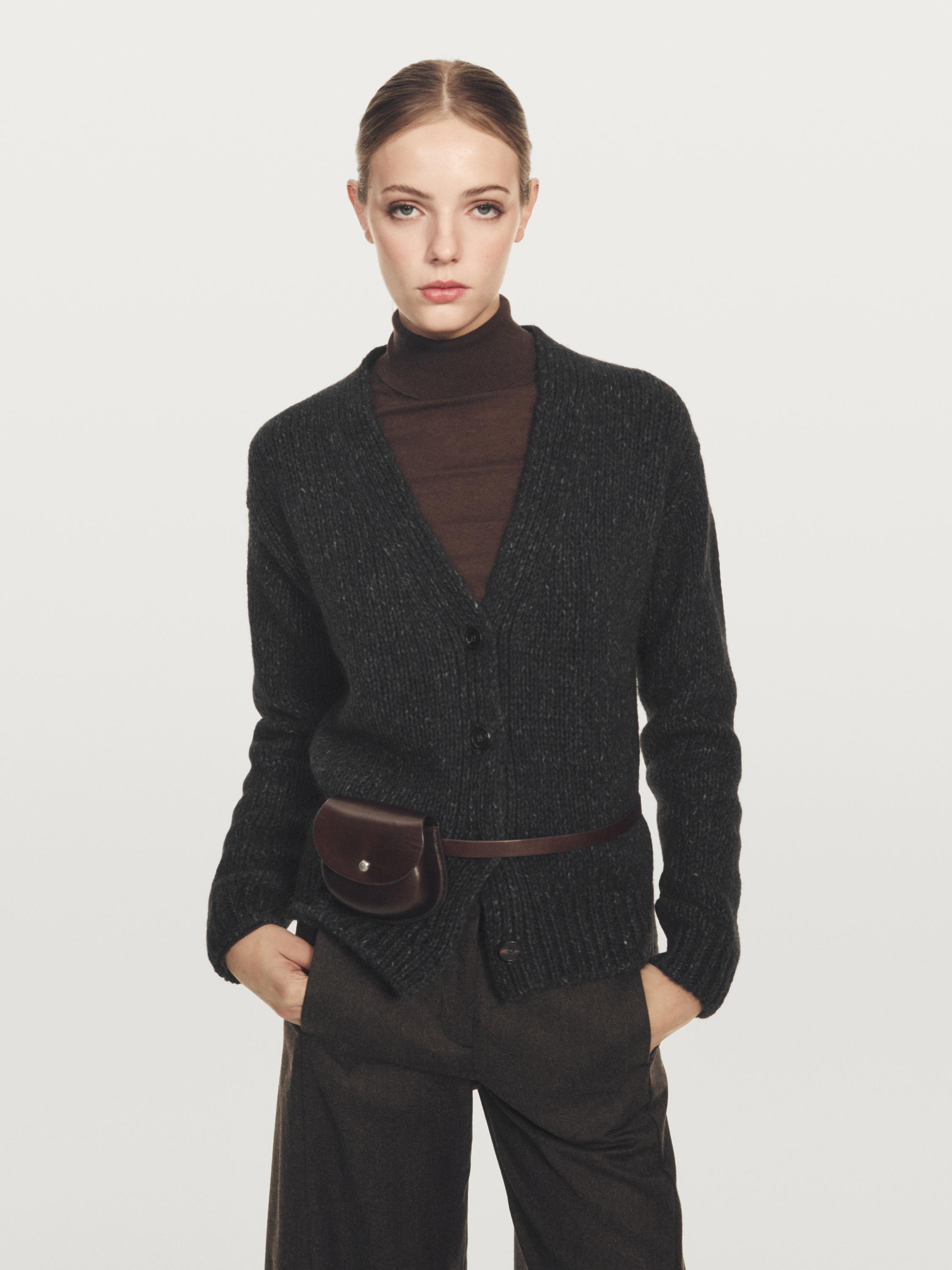 Cardigan laine à col en V