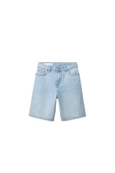RELAXED BAGGY DENIM BERMUDA - lys blå fra Zara