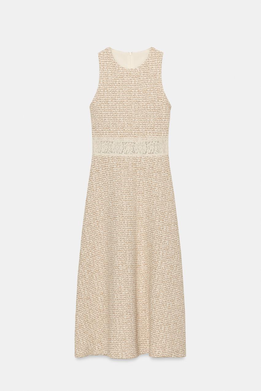 white christmas dresses Cream Cotton Linen Mix Dress With Embroidered Collar – Du Pareil Au Meme  Ireland main image 0