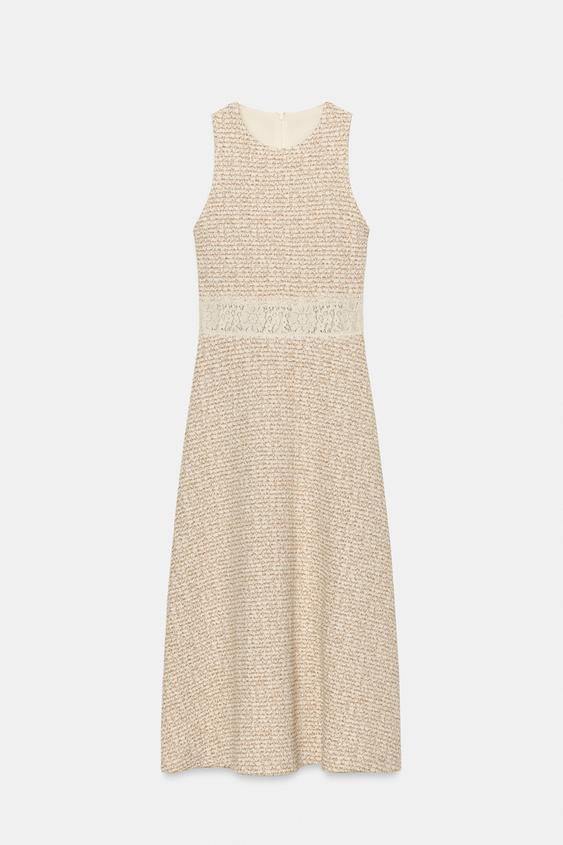 Zara COMBINATION TEXTURED WEAVE DRESS