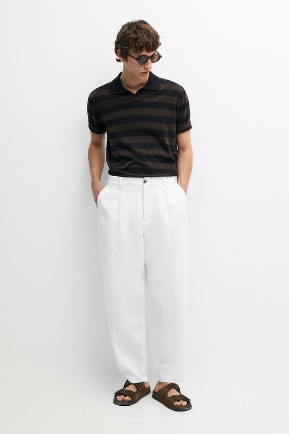 100% linen pants with dart detail from Zara - $180