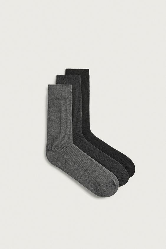 3-PACK OF RIB SOCKS - Grey by Zara - Image 0