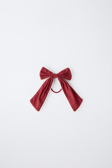 SCRUNCHIE WITH CONTRAST BOW DETAIL - Burgundy by Zara