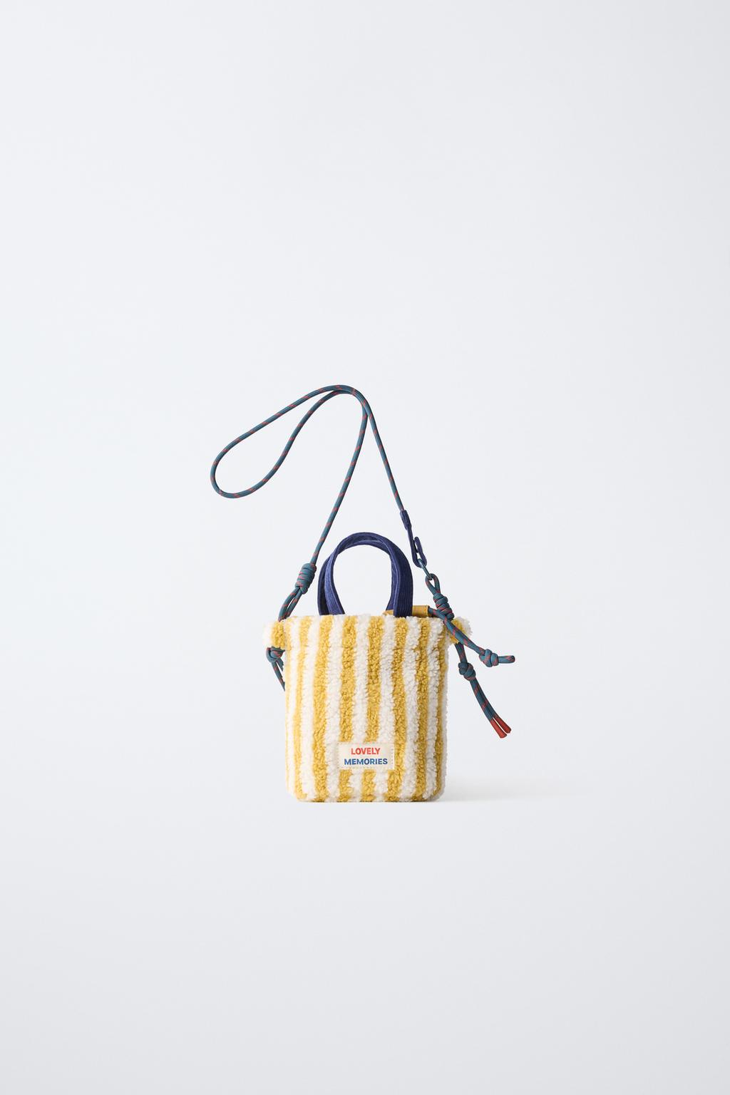 STRIPED FAUX SHEARLING CROSSBODY BAG