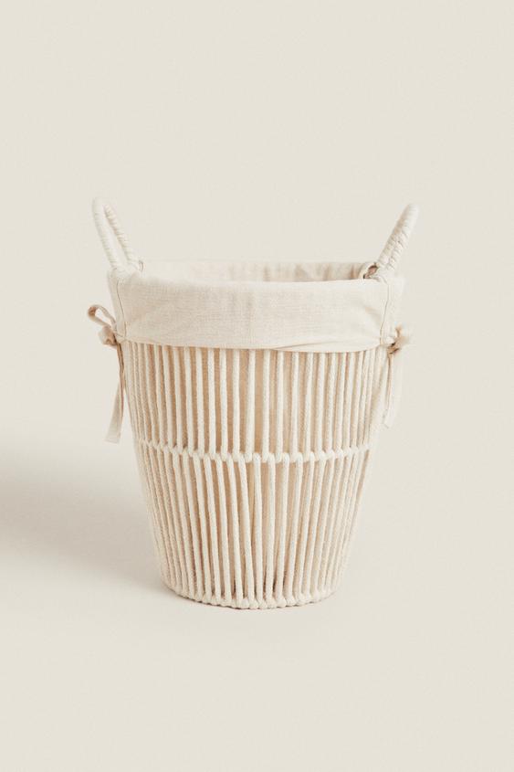BATHROOM TRASH CAN WITH COTTON LINING - Ecru | ZARA United States