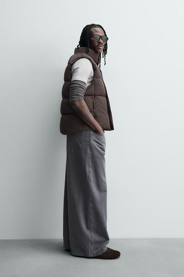 CROPPED FIT PUFFER GILET - Brown by Zara - Image 3