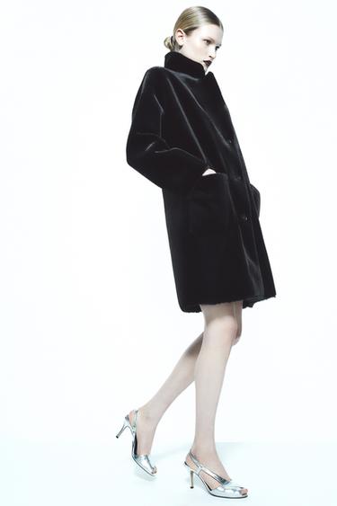 LONG FAUX FUR COAT ZW COLLECTION - Black by Zara