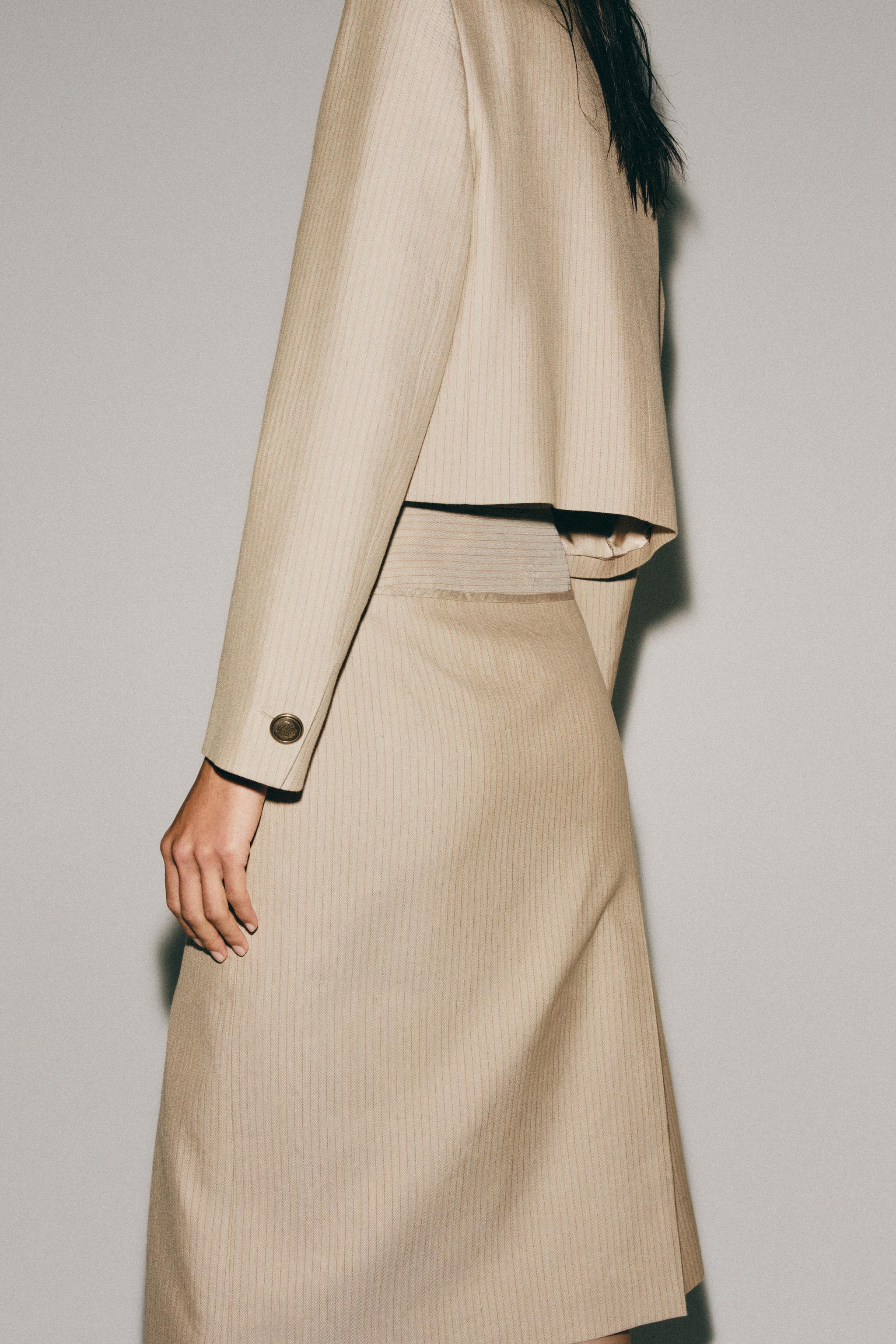 ZW COLLECTION STRIPED CROPPED BLAZER