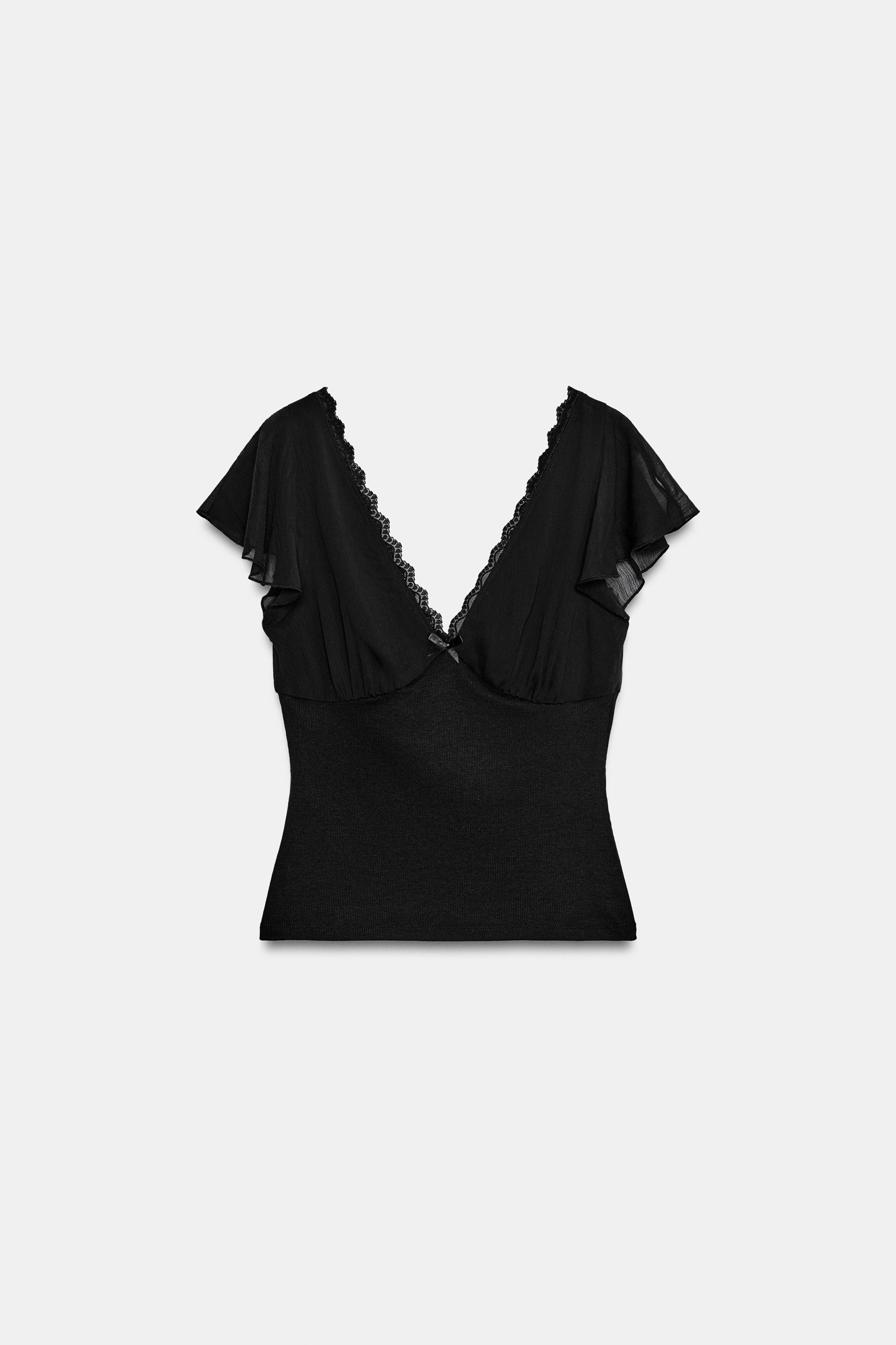 Zara Uyumlu Renk Dantelli Top görsel 5