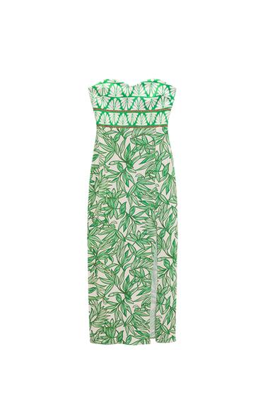 STRAPLESS PRINTED DRESS