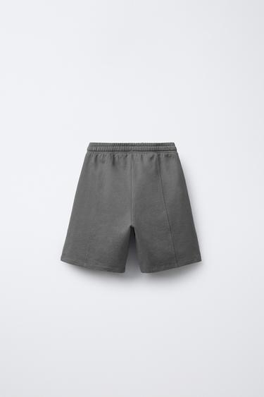 GRAFFITI TEXT STRAIGHT BERMUDA SHORTS - Anthracite grey by Zara - Image 1