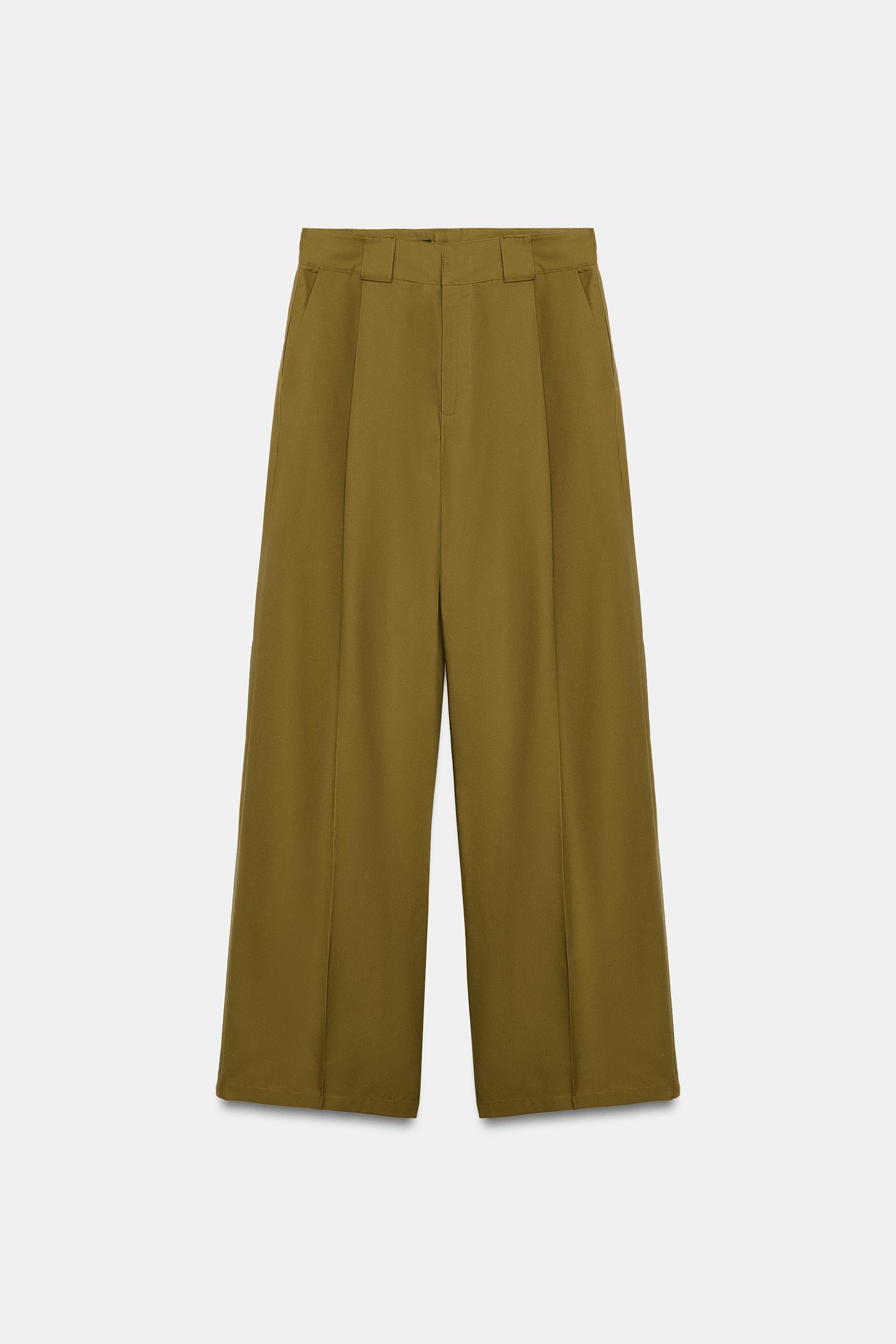 Женские брюки Zara Pleated Belt-Loop, цвет: Oil — фото 6