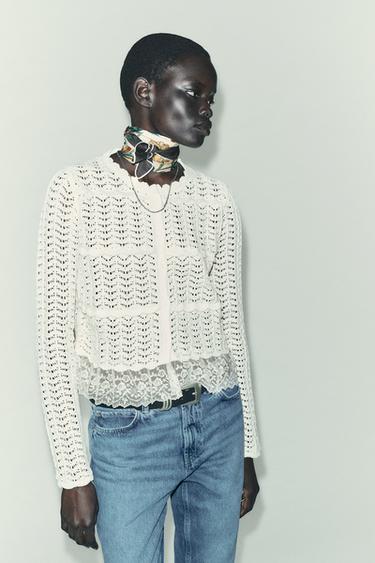 CHENILLE ROMANTIC CARDIGAN - Ecru by Zara