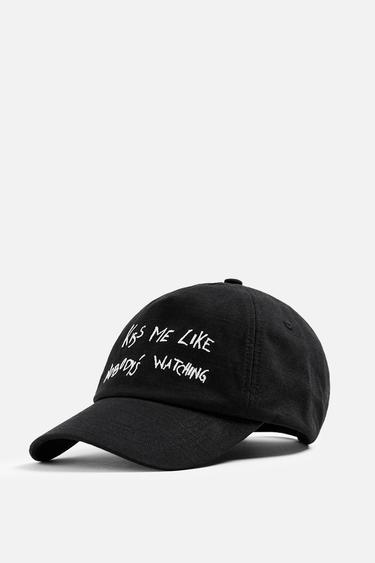 GORRA TEXTO BORDADO - Negro de Zara