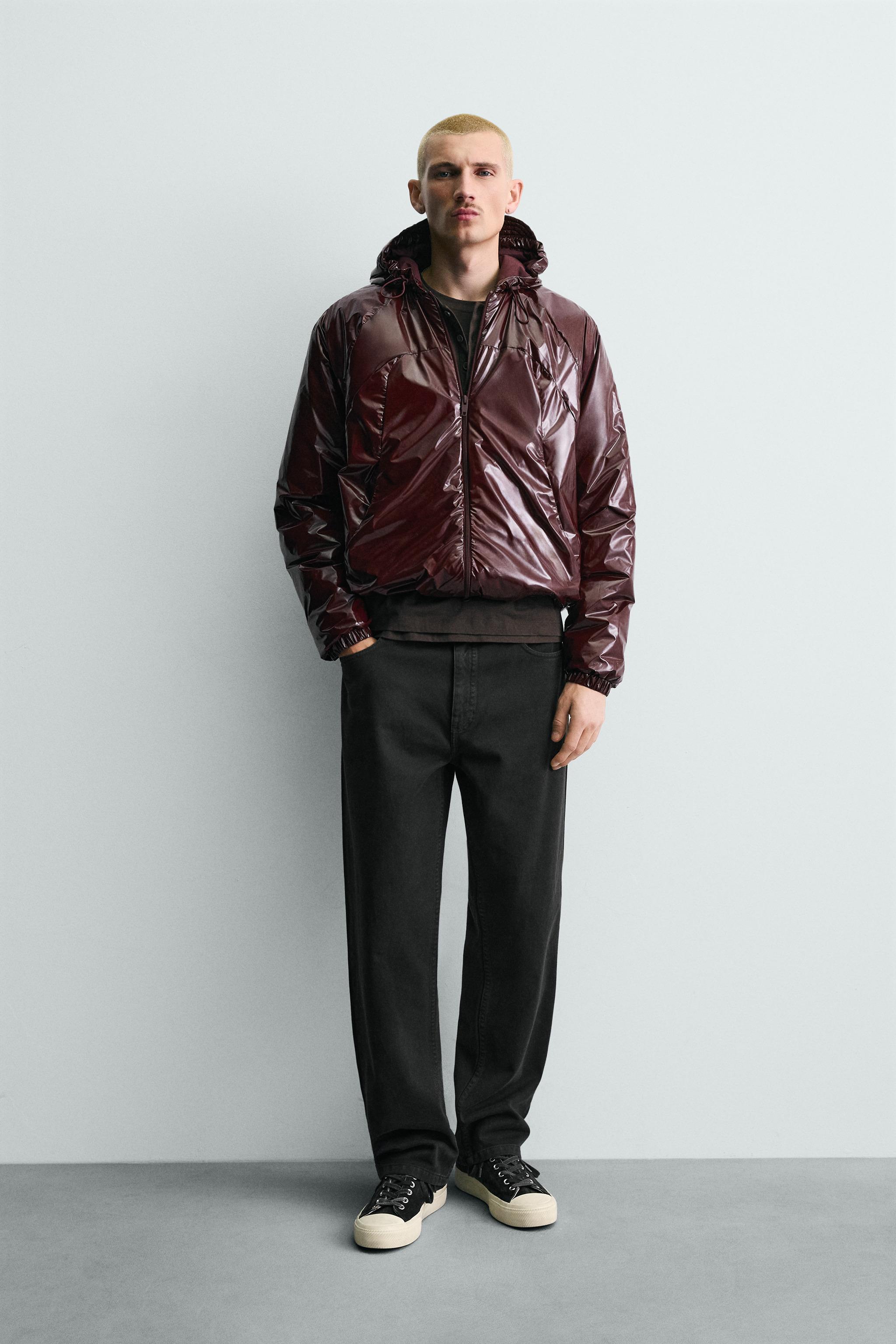 WATER-REPELLENT SHINY QUILTED JACKET - Burgundy | ZARA South Africa